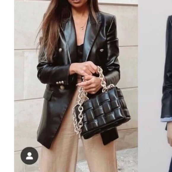 Zara Faux Leather Double Breasted Blazer - Picture 13 of 16